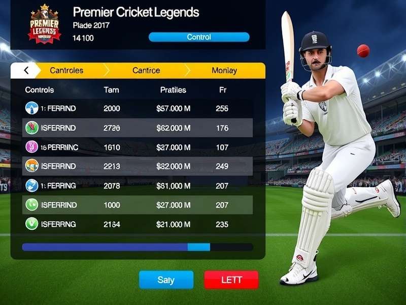 Premier Cricket Legends control interface
